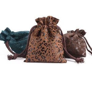 Nieuw 5 Stks/partij 13X16 Cm Luipaard/Dragon Patroon Thicken Suede Fluwelen Koord Tassen Sieraden verpakking Pouch