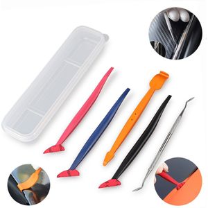 Foshio 5 Stuks Carbon Fiber Vinyl Film Wrap Auto Gereedschap Magnetische Hoek Stok Zuigmond Schraper Pakking Micro Window Tint Magneet set