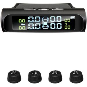 Usb Solar Lading Auto Tpms Bandenspanningscontrolesysteem Digitale Lcd-scherm Auto Alarm Tool Draadloze 4 Sensor