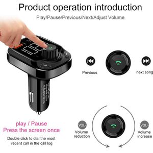 Auto Sigarettenaansteker 12 V/24 V FM Volledige Frequentie Punt Emissie Dual Usb-uitgang Stroom Auto Bluetooth mp3 Speler