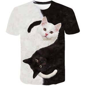 Harajuku Tops Vrouw T-shirts Womens 3D Kat Print T-shirt Zomer Korte Mouw O-hals T-shirts Grafische T-shirt Vrouwen Футболка
