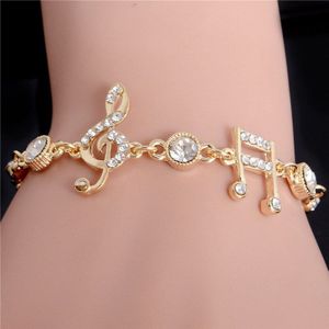 Goud Mucic Note Armband Vrouwen Dames Link Chain Crystal Muziek Armband Sieraden Accessoires Party Wedding Kubieke Zironia Armband