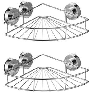 2 Stuks Badkamer Hoekkast Douche Caddy Vacuüm Zuig Bad Opbergrek Houder Rvs Muur Hoek Organizer