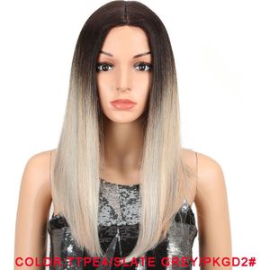 MAGIC Hair 18 ""Hittebestendige Vezel Haar Synthetische Pruik Rood Zwart Kleur Zijde Recht Synthetische Lace Front Pruiken voor zwarte Vrouwen