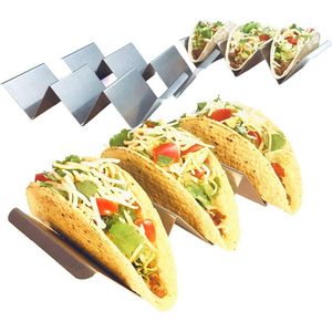 1PC Keuken Taco Holder Stand Rvs Taco Rekken Tortilla Houders Metalen Pannenkoek Taco Trays met Handvatten voor Grill oven