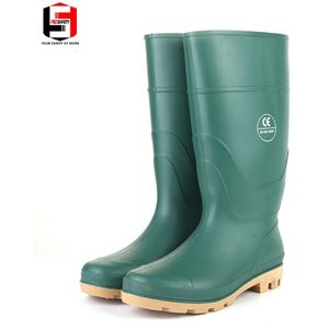 Pro Veiligheid Pvc Veiligheid Schoenen Voor Unisex Zowel Man En Vrouw Groene Laarzen Lichtgeel Zool Landbouw Laarzen