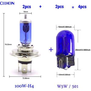 Ciihon 4 Stuks Voor Vw Polo 6N1 94-99 Hatchback Saloon 55W 100W Super Wit Xenon H4 hid High/Low/Side Koplampen Set