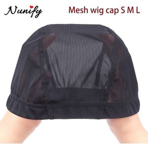 Nunify Dome Mesh Siliconen Pruik Cap Voor Weave Pruik Caps Voor Het Maken Pruiken Top Weven Gevlochten Cap Pruik Netto zwarte Kleur 15Pcs