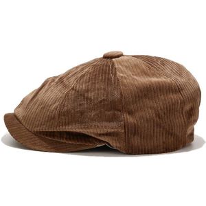 Herfst Winter Corduroy Krantenverkoper Hoed Unisex Ins Mannen Vrouwen Outdoor Sport Cap Roze Plaid Krantenverkoper Caps Mannen Klassieke Golf rijden