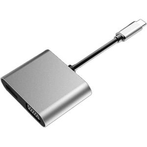 Usb C Hub Met Type C 4 In 1 Usb Hub, Dual Sn Display, 4K Hdmi/Hdtv, Vga Adapter En Usb 3.0 Opladen Voor Hp Laptop