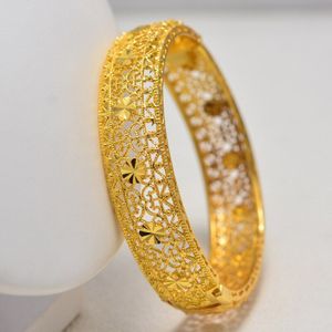 Dubai Goud Kleur Mannen Vrouwen Armband Vacuüm Gouden Kleur & Koper Brede Bangle voor Vrouwen Hand Chain Sieraden Ethiopische/ arabNigeria
