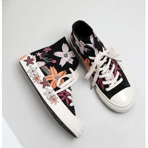 Schoenen Vrouwen Bloem Print Herfst Meisje Sneakers Canvas Schoenen Gevulkaniseerd Casual Schoenen Enkel Hoge Bloemen Mooie 35-40