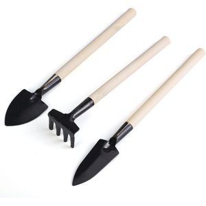 3 Pcs Mini Tuin Hand Tool Kit Plant Tuinieren Schop Spade Hark Troffel Houten Handvat Metal Head Tuinman planten Tool 5ZCF199