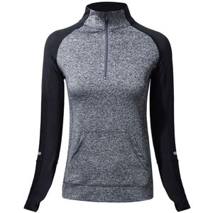 Yooy Vrouwen Running Jassen Vrouwen Lange Mouw Sweater Dames Yoga Sport Rits Jas Fitness Gym Shirts Vrouwen Kleding