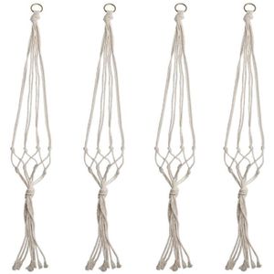 4 Pcs Macrame Plant Hanger Set Opknoping Planter Handgemaakte Katoenen Touw Voor Indoor Outdoor Bloempotten (Pot Niet Inbegrepen),