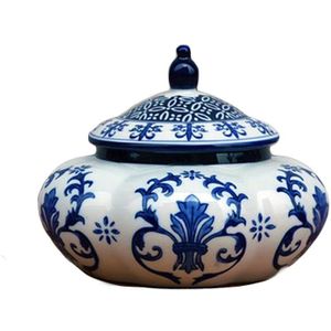 Klassieke Keramische Thee Caddy Opslag Pot Blauw En Wit Porselein Pompoen Potten Beschilderd Porselein Tafelblad Vaas Vintage Home Decor