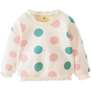 Koreaanse Meisje Kids Sweatershirt Katoen Warme Lange-Mouwen Kleding Populaire Ronde Kraag Dot Persoonlijkheid Afdrukken Tops