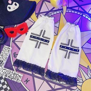 Y2K Japanse Meisjes Been Warmer Jk Uniform Cross Been Warmer Zoete Kant Dames Warm Gothic Hip Hop Rock Kous Set