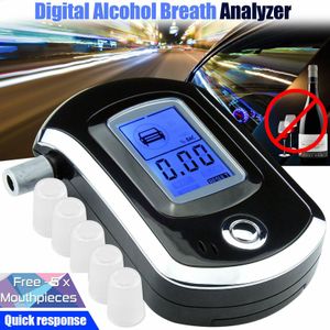 Professionele Digitale Adem Alcohol Tester Blaastest Met Lcd Dispaly Met 5 Mondstukken Politie Alcohol Parking Breathalyser
