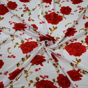 100cm * 148cm Rode Roos Bloemen Charmeuse Satijnen Stof Kleding Tas Voering Doek Cheongsam Tissu