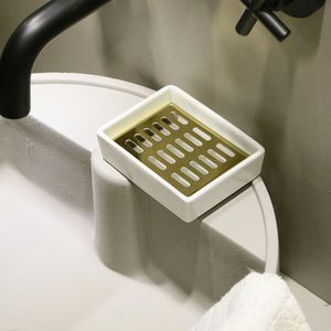 Stainless steel soap pad ceramic soap box drain double rectangular soap tray bathroom soap holder kitchen product