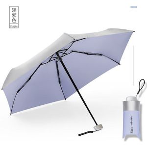 Platte Ultralight Paraplu Vrouw Titanium Zilver Lijm Uv-bescherming Sunny Rain Paraplu 5 Vouw 6 Bone Pocket Mini Parasol UPF50 +
