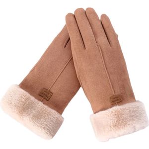 Vrouwen Winter Handschoenen Dames Meisjes Outdoor Warmte Volledige Vinger Gevoerd Rijden Handschoen Bont Wanten Gants