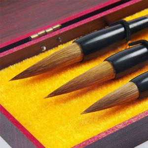 3 stks/set Chinese kalligrafie borstels pen voor wezel Haar inkt borstel pen student kantoor kalligrafie pen geschenkdoos set