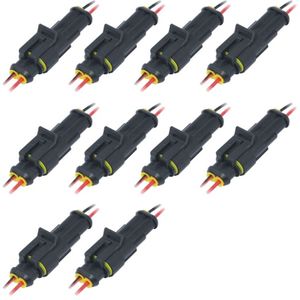 10Pcs 2Pin Manier Auto Waterdichte Mannelijke Vrouwelijke Elektrische Connector Plug Draad Kit Set