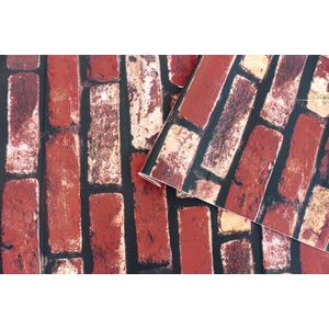 Luckyyj Peel & Stick Vinyl Baksteen Behang Vintage Rode Bricklaying Patroon Zelfklevende Waterdicht Huis Decoratieve Muur Sticker