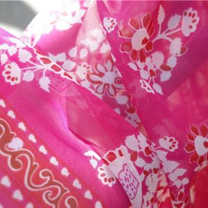 Womens Lente Chiffon Kimono Vest Bohemian Retro Rode Paisley Bloemen Gedrukt Badpak Cover Up Losse Mid-Kalf