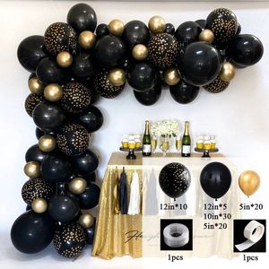 87Pcs Diy Ballon Garland Arch Kit Zwarte Goud Champagne Latex Ballonnen Voor Jaar Pensioen Afstuderen Partij Decoratie