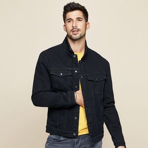 Kuegou Mannen Denim Jas Zuid-koreaanse Stijl Mode Lente Jas Zwart Grijs Slanke Cowboy Jas Revers Top Maat KW-2988