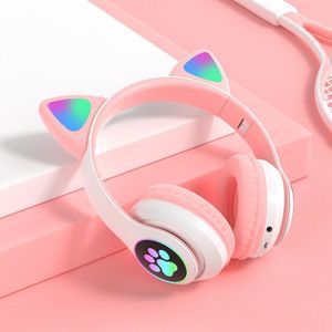 Udj Draadloze Bluetooth Kat Oor Headset Ondersteunt Hoofd Gemonteerde Rgb Adapter PS4 Gamer Pc Telefoon Led Kinderen Helm met Microphon