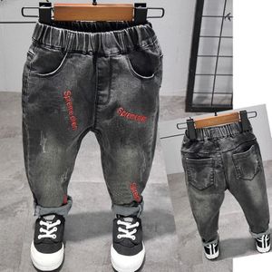 Stijl Kinderen Jongen Jeans Elastische Taille Rechte Broek Baby Kids Denim Broek Casual Baggy Broek Lente Herfst 2-6years