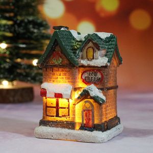 Kerstverlichting Hars Miniatuur Huis Meubelen Led Huis Versieren Creatieve Kerstcadeaus Verlichting Party 03
