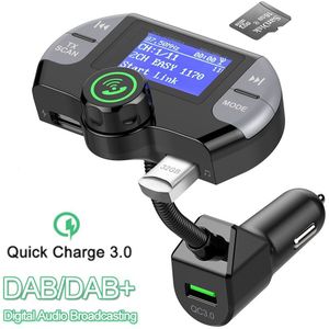 Jinserta Dab Auto Mp3 Handsfree Speler Bluetooth Fm-zender QC3.0 3 Usb Charger Met Tf Card U Disk Aux Kabel muziek Spelen