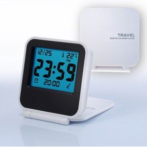 Mini Flip Reizen Elektronische Klok Thermometer Klok Vouwen Mute Mode Draagbare Nachtlampje Lcd Wekker