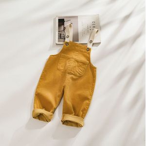 Peuter Kids Overalls Koreaanse Big Pocket Jumpsuit Voor Meisjes Corduroy Jongens Broek Toevallige Baby Kind broek