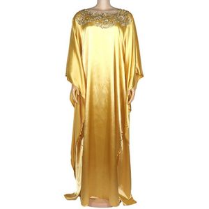 Women's Clothing Summer Dress Golden Big Chiffon Patchwork Wide Hands Maxi Long Dress Casual Elastic Vestidos