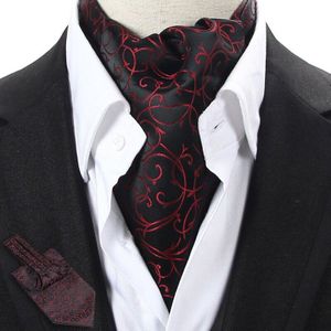 Yishline Heren Zwart Blauw Rood Bloemen Vintage Das Das Ascot Tie Gentleman Zelf Gebonden Polyester Zijde Das