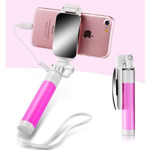 Mini Uitschuifbare Bedrade Selfie Sticks voor Iphone X Xs Max Xr Kabel Spiegel Autodyne Artefact voor IPhone 6 6S 7 8 Plus Selfie Stok