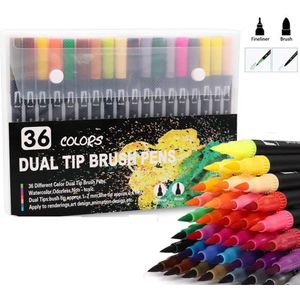 36 Kleuren Pennen Dual Brush Pennen Viltstiften Art Markers Voor Volwassen En Kinderen Kleurboeken Kalligrafie Tekening Note nemen