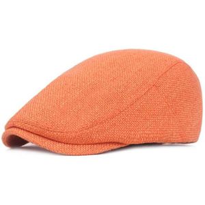 Showersmile Platte Caps Voor Mannen Katoen Linnen Eendenbek Klimop Cap Vrouwen Vintage Effen Oranje Casual Herfst Baret Cabbie Cap Unisex