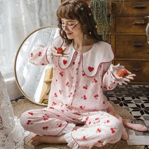 Zoete Hart Roze + Wit Katoen Moederschap Verpleging Nachtkleding Set Borstvoeding Pyjama Voor Zwangere Vrouwen Leuke Losse Zwangerschap