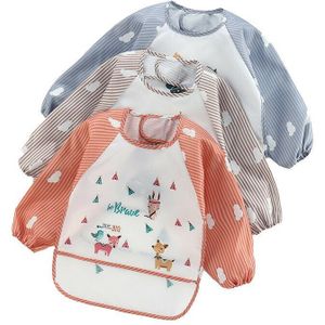 Cartoon Baby Kind Voeden Slabbetjes Peuter Lange Mouw Waterdichte Schort Pocket Waterdichte Doeken Met Voedsel Catcher