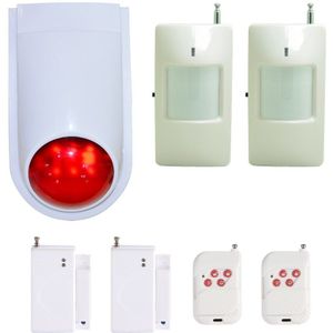(1 Set) draadloze afstandsbediening Alarmsysteem Met Deur Sensor PIR Bewegingsmelder Outdoor Strobe Sirene LED Flash zoemer