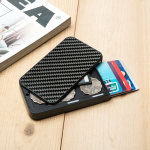 Carbon Fiber Slim Wallet Voor Mannen Slim Credit Card Holder Rfid Blocking Metalen Portemonnee Portemonnee Mannelijke Visitekaartje Houder