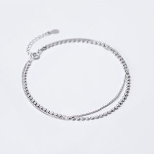 Miqiao Geometrische Enkelbandje Vrouwen 925 Sterling Zilver Rose Goud Vrouwelijke Eenvoudige Mode Ketting Voor Dames Zoete Esthetische Sieraden