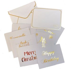 100Packs Wit Bronzing Strijken Envelop Met Card Mini Kaarten Party Bruiloft Gelukkige Verjaardag Uitnodiging 8*6Cm